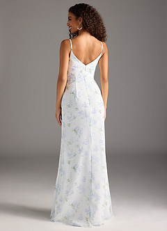 Azazie Deandra Bridesmaid Dresses Blue Vintage Floral Mermaid Pleated Chiffon Dress image2