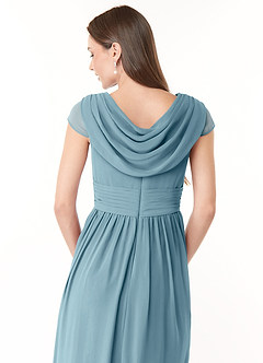 Azazie Organa Bridesmaid Dresses Moody Blue A-Line Pleated Chiffon Dress image6