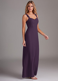 Azazie Denice Bridesmaid Dresses Plum Sheath Pleated Chiffon Dress image5