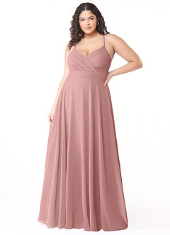 Azazie Avelina Bridesmaid Dresses Dusty Rose A-Line V-Neck Pleated Chiffon Dress image6