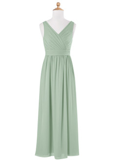 Azazie Kora Junior Agave A-Line Pleated Chiffon Dress image5