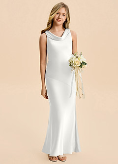 Azazie Rylina Junior Meerjungfrau-Linie Stretch-Satin Kleid Weiß image3