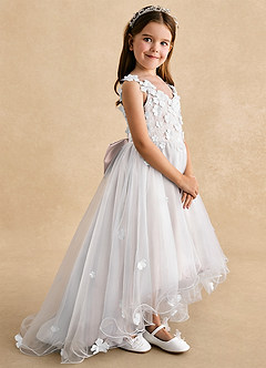 Azazie Celia Blumenmädchenkleider A-Linie Spitze Tüll Kleid Blassrosa image3