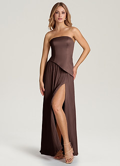 Azazie Tierney Bridesmaid Dresses Ganache A-Line Strapless Chiffon Convertible Dress image6
