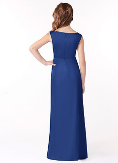 Azazie Sadia Junior Royal Blue A-Line Pleated Stretch Satin Dress image3