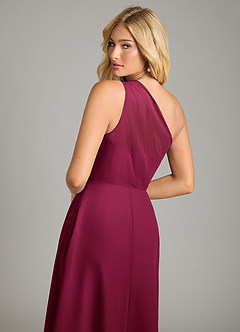 Azazie Phaedra Bridesmaid Dresses Burgundy A-Line One Shoulder Chiffon Dress image6