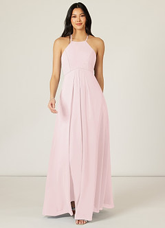 Azazie Sarah Brautjungfernkleider Empire Plissee Chiffon Kleid Zartrosa image1