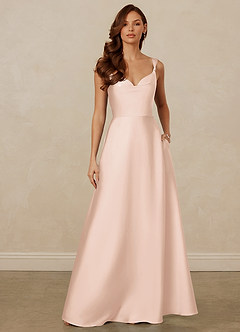 Christian Siriano Bridal for Azazie 1001 Robes de demoiselle d'honneur Robe Trapèze en Satin extensible Encolure en Forme de Cœur Rose Pâle image1