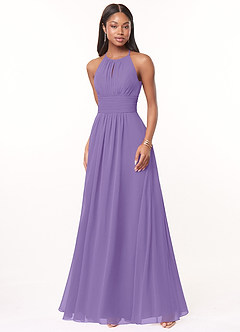 Azazie Bonnie Bridesmaid Dresses Tahiti A-Line Keyhole Ruched Chiffon Dress image1