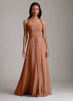 Azazie Clarisa Vestidos de damas de honor Vestido de Bronceador de Gasa de Corte en A con Plisado image5