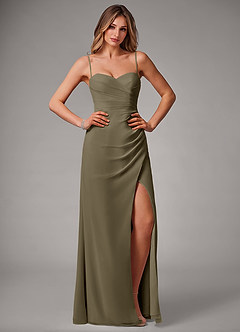 Azazie Haisley Abiti da Damigella Abito Convertibile Tubino in Chiffon a Spalla Scoperta Willow Green image1