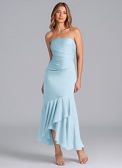 Azazie Danie Jurken voor bruidsmeisjes Jurk van Chiffon met Kolom Strapless Hemelsblauw image5