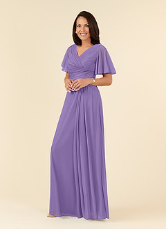 Azazie Emmeline Mother of the Bride Dresses Tahiti A-Line V-Neck Pleated Mesh Dress image3