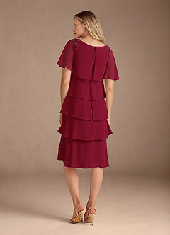Azazie Rita Mother of the Bride Dresses Burgundy A-Line Scoop Beaded Chiffon Dress image4