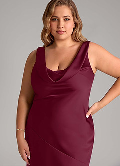 Azazie Rylina Bridesmaid Dresses Mulberry Mermaid Stretch Satin Dress image11