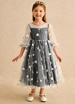 Azazie Elowen Flower Girl Klänningar Klä A-Line i Spets Älskling Halsringning image3