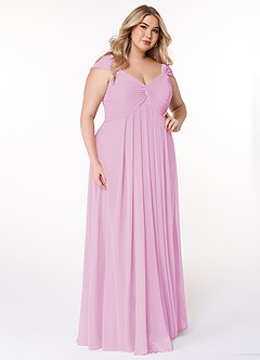 Azazie Kaitlynn Bridesmaid Dresses Candy Pink Empire Ruched Chiffon Convertible Dress image12