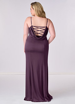 Barbie ♥ Azazie Bridesmaid Dresses Plum Mermaid Corset Stretch Satin Dress image7