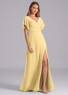 Azazie Ambrosia Bridesmaid Dresses Butter A-Line Pleated Chiffon Dress image5