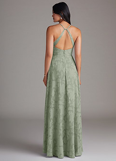 Azazie Davis Bridesmaid Dresses Agave A-Line Pleated Floral Burnout Dress image2