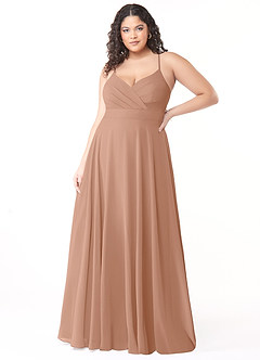 Azazie Avelina Bridesmaid Dresses Champagne Rose A-Line V-Neck Pleated Chiffon Dress image6
