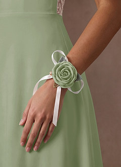 front Matching Color Stretch Satin Wrist Corsage