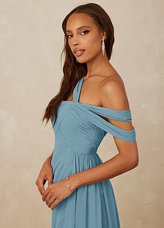 Christian Siriano Bridal for Azazie 1014 Bridesmaid Dresses Moody Blue A-Line Off the Shoulder Chiffon Dress image2