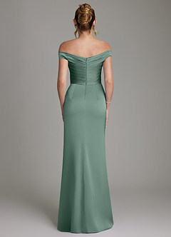 Azazie Teyana Abiti da Damigella Abito Tubino in Raso Elasticizzato a Spalla Scoperta Eucalipto image7