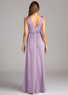 Azazie Tanicia Bridesmaid Dresses Frosted Lilac A-Line Pleated Stretch Satin Dress image2