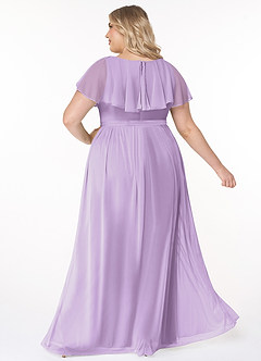 Azazie Jael Bridesmaid Dresses Lilac A-Line V-Neck Mesh Dress image10