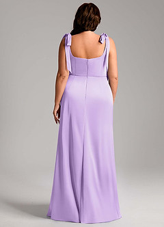 Azazie Frostine Vestidos de damas de honor Vestido de Lila de Satén Elástico de Corte en A con Lazo image11