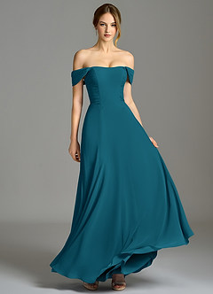 Azazie Oasis Bridesmaid Dresses Ink Blue A-Line with Pockets Chiffon Dress image4