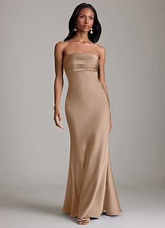 Azazie Saylor Brudtärnklänningar Klä av Sjöjungfru i Stretch Satin Axelbandslös Taupe image2