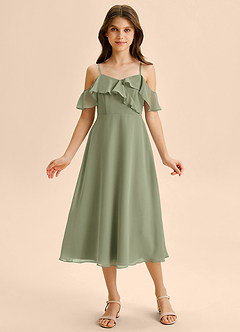 Azazie Kamilla Junior Klä av A-Line i Chiffong Av axeln image6