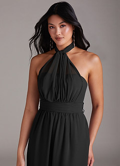Azazie Lamara Brautjungfernkleider Wandelbar Schulterfrei Chiffon Overall/Jumpsuit Schwarz image2