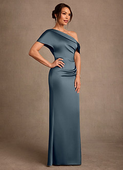 Azazie Rutha Mère de la mariée Robes Robe Fourreau en Satin extensible Une épaule Violet Crépusculaire image3