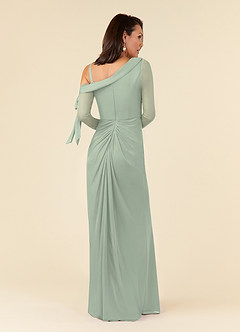 Azazie Marna Mother of the Bride Dresses Dusty Sage Sheath One Shoulder Mesh Dress image7