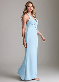 Azazie Valerie Bridesmaid Dresses Sky Blue Mermaid Pleated Chiffon Dress image4