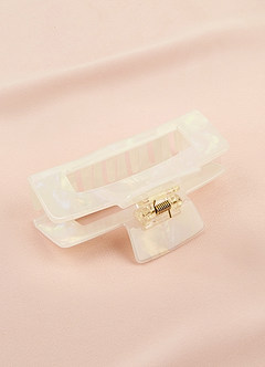 front Iridescent Ivory Hair Claw Clip