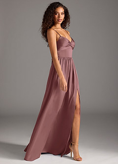 Azazie Zeya Bridesmaid Dresses Vintage Mauve A-Line Pleated Stretch Satin Dress image6
