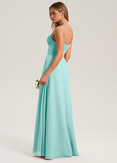 Azazie Terese Brautjungfernkleider A-Linie Plissee Chiffon Kleid Aqua image5
