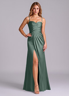 Azazie Sabrine Vente Finale Robe Trapèze en Satin extensible Encolure en Forme de Cœur Black image5