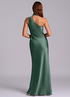Azazie Seona Robes de demoiselle d'honneur Robe Sirène en Satin extensible Ue épaule Eucalyptus image4