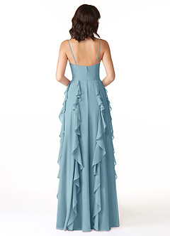 Azazie Peyton Bridesmaid Dresses Moody Blue A-Line Ruched Chiffon Dress image2