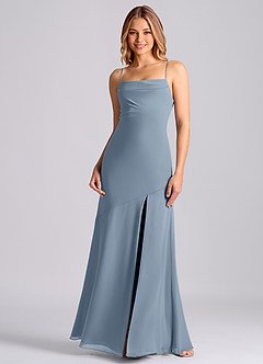 Azazie Grata Suknie dla druhen Syrena Pofałdowany Szyfon Do ziemi Sukienka image3