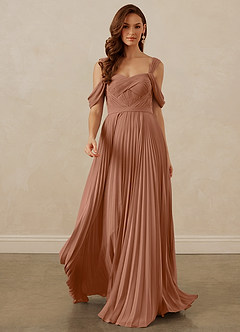 Christian Siriano Bridal for Azazie 1013 Bridesmaid Dresses Bronzer A-Line Off the Shoulder Chiffon Dress image9