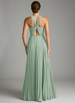Azazie Afra Abiti da Damigella Abito A-Line in Chiffon Plissettato Agave image2
