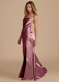 Azazie Marzia Bridesmaid Dresses Vintage Mauve Mermaid Pleated Metallic Satin Dress image2