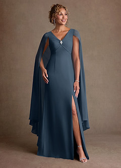 Azazie Boudica 신부의 어머니 드레스 A라인 주름진 쉬폰 플로어 길이 드레스 image3