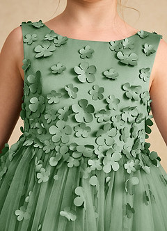 Azazie Lana Flower Girl Dresses Matcha A-Line Sleeveless Matte Satin Dress image6